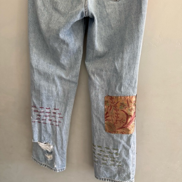 BDG Cowboy Jeans High Waisted Light Blue Patchwork Women Jeans - Picture 6 of 9